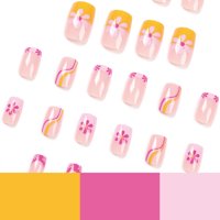 Sjajni lažni naiti za nokte uklonjivi prikrivač s ružičastim žutim rubom za naglašavanje nježnih ruku