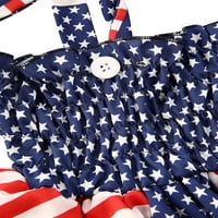 DEWADBOW GIRL Dnevne neovisnosti Outfits Flag Stripe Star Print haljina ljeta