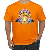 Lion tron ​​kralj kruna ljubavnica životinja Muška grafička majica, Fuschia, 2xl
