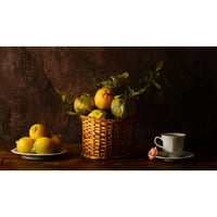 Laercio, Luiz Crni moderni uokvireni muzej umjetnički print pod nazivom - mir život sa limunsom-naranče