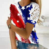 Fartey Ženska Dan neovisnosti Košulje Američka zastava Ispis Tunika Comfy Bluzes Ležerne prilike Crewneck