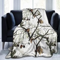 Bijeli Realtree Camo bacajte pokrivač Super mekano lagano toplo za kaučnu stolicu za putovanja - cijelu