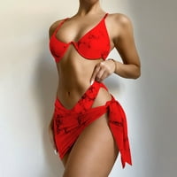 Ženska ljetna modna seksi mermerna print Podesite naramenice struk veo za vele čvorove HEM bikini trodijelni