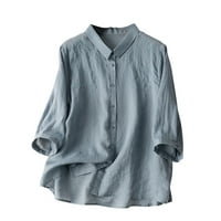 USMixi ženski vrhovi Dressy casual vintage pamuk vez plus veličina rever gumb down kardigan košulje