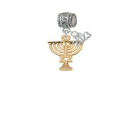 Delight nakit Goldtone 3-d menorah - Čestitamo šarm perle s visećem