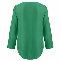 Ženska ljetna polovina rukava šifonska majica na četvrt zatvarača, ležerni tunik V-izrez za bluzu V-izrez