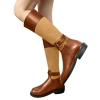 Petort Women Boots Jesen zimske ravne potpetice Udobne kožne cipele Zip Visoki smeđi, 40