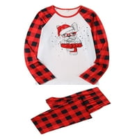 Božićne pidžame za obitelj Santa Claus Print Tops + Pleaid hlače pidžama