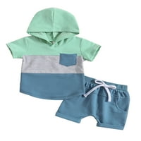 Treegren Ljeto TODDLER Baby Boys Outfits Majica s kapuljačom s kratkim rukavima Tors izvlačenja kratkih