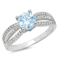 1.27ct okrugli rez plavi simulirani dijamant 18k Bijelo zlato Graviranje Izjava bridalne godišnjice Angažovanje vjenčanog prstena veličine 11