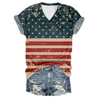 4. jula T 3D košulje za ispis, žene V izrez, casual s kratkim rukavima odštampana odjeća za žene T majice