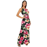 Večernja O-izrez Strana bez leđa Žene Strappy Maxi cvjetna ljetna haljina Ženska haljina dame haljine