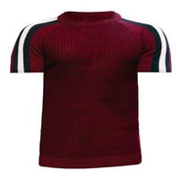 Voguele Muns T majice WAFLLE Ljetni vrhovi Crew Crt Majica Radna bluza Ležerne prilike pulover tamnocrved
