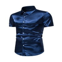 Bomotoo Men Bluse Dugme Down Ljetne košulje kratki rukav vrhovi svijetle majice Dnevni nošenje TEE mornarice
