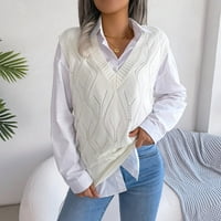 Riforla Womens V izrez bez rukava Pleteni prsluk pulover pulover duks džempera za ženski džemper prsluk