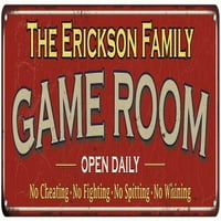 Erickson Family Red Game Room Metal Sign 108240038868