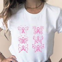 CLLIOS košulje od raka dojke Žene ružičaste vrpce Grafičke majice Teen Girls kratki rukav Slatka bluza