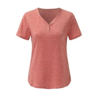 Majice za žene Ležerne prilike pune boje V-izrez s kratkim rukavima s majicom Tors bluza TEE majica