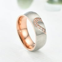 Yinguo od nehrđajućeg čelika pola breskve u obliku srca prsten za prstenje evropski i američki titanijum čelični dijamantni prsten parovi nakit veličine 6