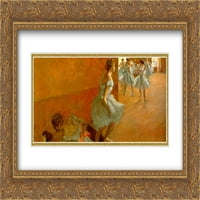 Edgar Degas Matted Gold Ornate uramljeni plesači ugrađen umjetnički plesači penjanje stepenicama '