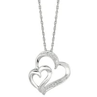 Jewelstop Sterling Silver Diamond 0.03ct srce u srcu Ljubav šarm ogrlica 18