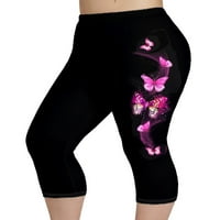 Prednjeg swwalk Ladies Capris High Squist Yoga hlače Slim noga Capri gamaše Žene Ležerne vježbe Pant Cvjetni tisak Stil-E m