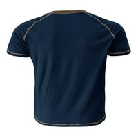 Avamo Leisure Ljeto Henryje košulje za muškarce Kratki rukav The Majice Majice Royal Blue L