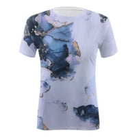 Oslinske majice za žene Olyvenn skraćene haljine modne ljetne kratke rukave TEES Mramorni print vrhovi