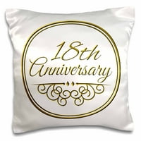 3Droza 18. godišnjica poklona - zlatni tekst za slavlje vjenčane godišnjice - godine u braku - jastuk, by