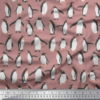 Soimoi Pink Modal Satin tkanina Penguin Ocean Print Tkanina od dvorišta široko