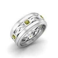 Kvadratni kvarcni kvarcni sterling srebrni upleteni konop za žene vjenčani prsten