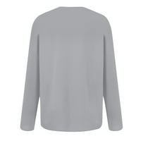 Lashall ženska modna majica na dugih rukava s dugim rukavima Top Grey XXXL