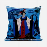Amrita Sen dizajn CAPL974FSDS-BL- IN. Three Woman Suede puhani i zatvoreni jastuk - plava, crvena i