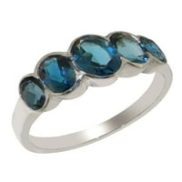 Britanci izrađeni sterling srebrni prirodni London Blue Topaz ženski zaručni prsten - Veličine opcije