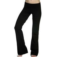 Ženske joge hlače na srednjem struku dizanje širokih nogu solidne boje hlače