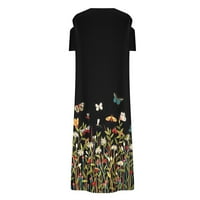 Thirt haljine za žene Ljeto cvjetne tiskane čipke V izrez kratka rukava formalna haljina na plaži midi