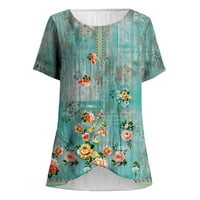Yyeselk Zapadne žene Ljetne bluze Ležerne prilike Vintage Cvjetni ispis Pulover Trendi kratkih rukava
