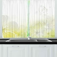 Sive i žute kuhinjske zavjese, sažetak Grunge dizajn vodeni mjehurići i cvijeće Slika, prozorska zavjera