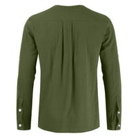 Yubnlvae muški vrhovi muške modne pamučne posteljine čvrste majice s dugim rukavima vrhovi bluze vojske zelene boje