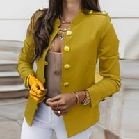 Ženska jakna s dugim rukavima Gornja dugih rukava tanka malog odijela kratki kaput gornji dio žute m