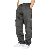 Muški konop labavi struk Solid džepni pantalone u boji labavi sportski pantalone