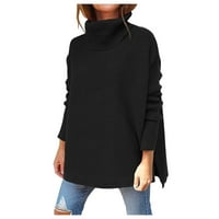 Entyinea Ženski džemper Ženski Plus veličine Duks vrata sa narezanim prugama crna m