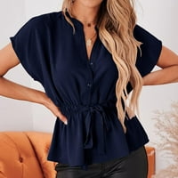 Dugme Swirts za ženske vrhove kratkih rukava Bluze Regularne fit T majice Pulover Tines vrhovi čvrste