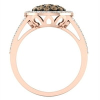 DazzlingRock kolekcija 0. Carat 14k okrugli šampanjac i bijeli dijamantni zaručni prsten za brisanje, zlato ruža, veličine 8