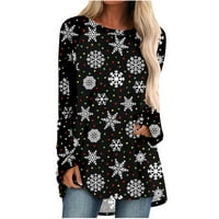 Patlollav ženski na dugim rukavima na dugim rukavima na vrhu bluze božićne majice za štampanje