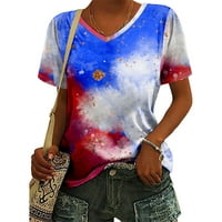 Ženska majica Graphic 4. jula, V izrez Ženski vrhovi, modna ljetna majica Pamučne majice za žene, 2xS-8xl veličine majica