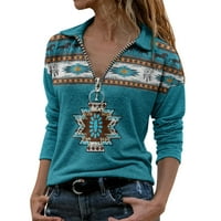 Moonker Womens Majice za žene Ispis dugih rukava s dugim rukavima Bluza Pulover TEE košulja TOP zimska