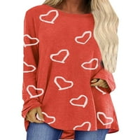 Vitmona ženski pulover srca Ispis dugih rukava Okrugli izrez Loose Basic Top