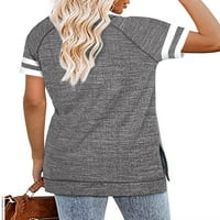 Žene Loose vrhovi kratkih rukava ljetne bluze košulje o vratu Pulover Majica Split Split T majice Dame Sport Athletic Tee Tunic majice