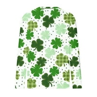 Fartey Womens St. Patrick's Dnevna dukserica Ležerne prilike dugih rukava Ispis Tee Irish Crew Crt Slatka vrhova Dressy Casual majica Bluza Lucky Majica